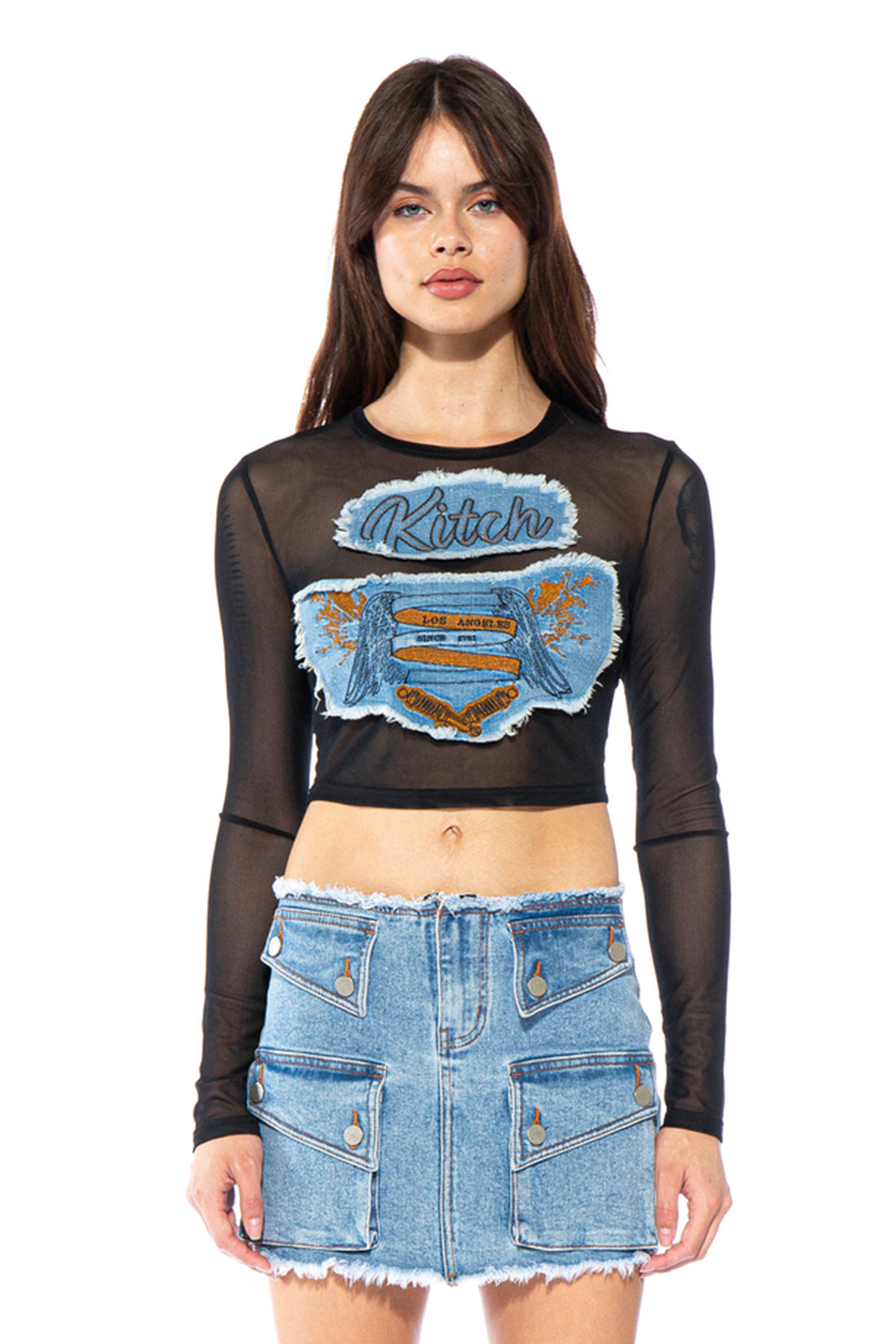 Kitch Embroidery Mesh Crop Top – Afterhour-US